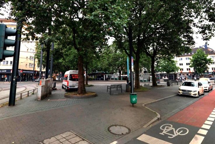 Visualisierung des Worringer Platzes mit möglichen neuen Bankstandorten / Foto: Landeshauptstadt Düsseldorf/Amt für Verkehrsmanagement 